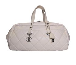 Quilted Duffle Bag, Patent, White, 12597289(2008/9),CL/K/L